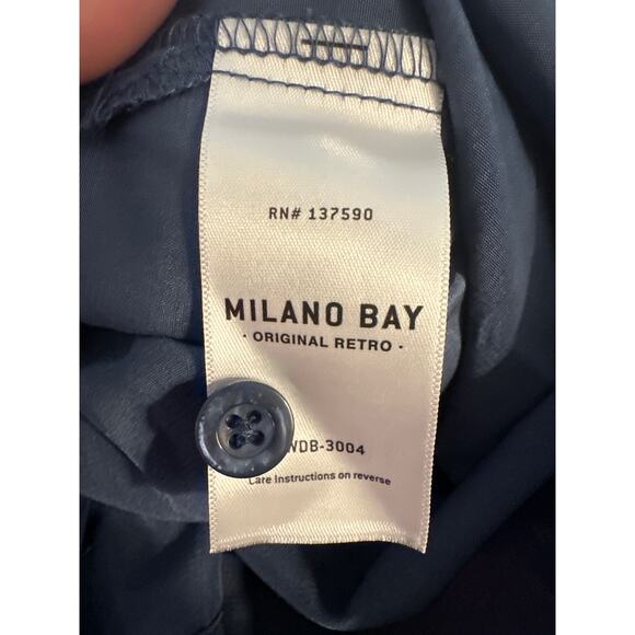 Milano Bay Original Retro Men Size Small 90s Blue Short Sleeve Button Down Shirt - Picture 7 of 8